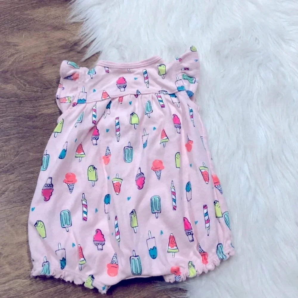 Carter’s 3 Months Little Girls Adorable Summer Pink Popsicle & Ice cream romper